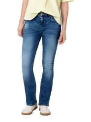 Timezone Dżinsy "Lisa" - Slim fit - w kolorze granatowym rozmiar: W28/L30. Niebieskie jeansy Timezone, l, z aplikacjami. Za 162.87 zł.