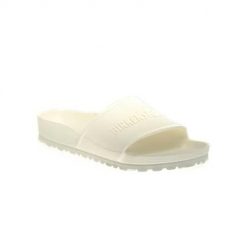 Klapki damskie Birkenstock Barbados. Białe klapki Birkenstock, bez wzorów, bez obcasa. Za 179.00 zł.