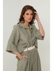 Rodier Lin Lniana bluzka w kolorze khaki rozmiar: L/XL. Brązowe bluzki Rodier Lin, l, bez wzorów, ze lnu, bez kołnierzyka, bez ramiączek. Za 136.78 zł.