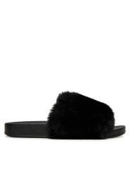 DeeZee Klapki TY013 Czarny. Czarne klapki DeeZee, bez wzorów, z materiału, bez obcasa. Za 79.99 zł.