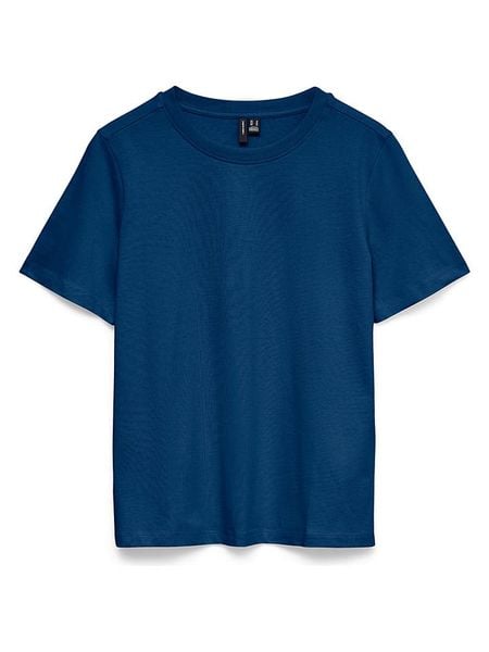 Vero Moda Koszulka w kolorze granatowym rozmiar: M. Niebieskie bluzki Vero Moda, m, bez wzorów, z bawełny, bez kołnierzyka, bez ramiączek. Za 42.95 zł.