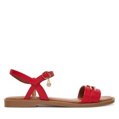 Sandały MEXX. Czerwone sandały Mexx, bez wzorów, bez obcasa, na płaskiej podeszwie, bez zapięcia. Za 229.99 zł.