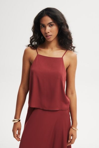 TOP ABBY MARSALA XS - Flawless. Brązowe topy Flawless, xs, bez wzorów, z materiału, bez kołnierzyka, bez ramiączek. Za 289.00 zł.