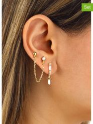 Miu Silver Pozłacane kolczyki (2 szt.) z cyrkoniami rozmiar: onesize. Szare kolczyki Miu Silver, z cyrkonią, pozłacane. Za 104.99 zł.