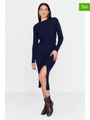Trendyol 2-częściowy zestaw w kolorze granatowym rozmiar: M. Niebieskie swetry Trendyol, m, bez wzorów, prążkowane, bez ramiączek. Za 73.99 zł.