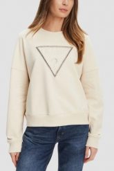 GUESS Beżowa damska bluza z cyrkoniami Rachele. Brązowe bluzy Guess, m, z aplikacjami, bez kaptura. W wyprzedaży za 329.99 zł.