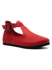 Comfortfusse Skórzane baleriny w kolorze czerwonym rozmiar: 41. Czerwone baleriny Comfortfüße, bez wzorów, z nubiku, bez obcasa. Za 301.95 zł.