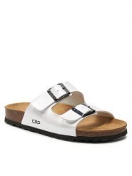 CMP Klapki Eco Thalitha Wmn Slipper 3Q91016 Biały. Białe klapki CMP, bez wzorów, ze skóry, bez obcasa. Za 179.99 zł.