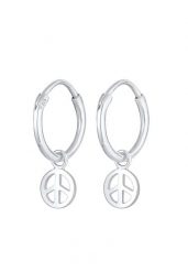 Elli Damskie kreole Symbol Pokoju Boho w srebrze próby 925 Sterling Silver Kolczyki koła 1 ct. Szare kolczyki Elli, srebrne. Za 168.99 zł.