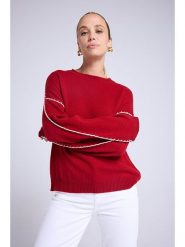 Maison Héritage Cashmere Kaszmirowy sweter w kolorze czerwonym rozmiar: L/XL. Czerwone swetry Maison Héritage Cashmere, l, bez wzorów, z kaszmiru, bez ramiączek. Za 606.95 zł.