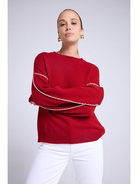 Maison Héritage Cashmere Kaszmirowy sweter w kolorze czerwonym rozmiar: L/XL. Czerwone swetry Maison Héritage Cashmere, l, bez wzorów, z kaszmiru, bez ramiączek. Za 502.76 zł.