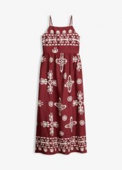 Sukienka na ramiączkach z lejącej wiskozy. Czerwone sukienki bonprix, na lato, bez wzorów, z wiskozy, bez kołnierzyka, bez ramiączek. Za 139.99 zł.