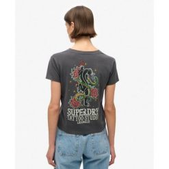 Koszulka z kryształkami do tatuażu. Brązowe koszulki sportowe Superdry, bez wzorów, bez ramiączek. W wyprzedaży za 187.20 zł.