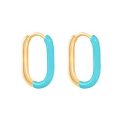 Kolczyki Cube 1,7 cm z turkusową emalią, pozłacane. Niebieskie kolczyki Lilou, pozłacane. Za 149.00 zł.