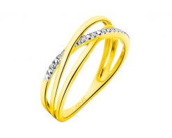 Pierścionek z żółtego złota z diamentami - 0,02 ct - próba 375. Żółte pierścionki Apart, z diamentem, złote. Za 1,490.00 zł.