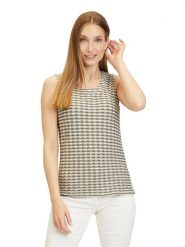 Betty Barclay Top w kolorze oliwkowo-białym rozmiar: 46. Brązowe topy Betty Barclay, bez wzorów, bez kołnierzyka, bez ramiączek. Za 61.60 zł.