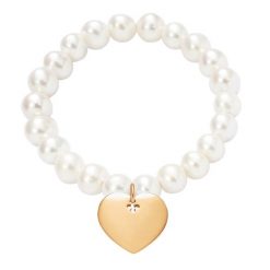 Bransoletka z pozłacanym sercem na dużych białych perłach. Białe bransoletki Lilou, z perłą, pozłacane. Za 432.50 zł.