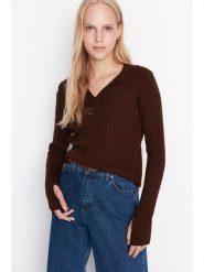 Trendyol Sweter w kolorze brązowym rozmiar: L. Brązowe swetry Trendyol, l, bez wzorów, bez ramiączek. Za 65.99 zł.