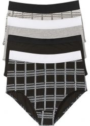 Figi z wysokim stanem z bawełny organicznej (4 pary). Czarne figi bonprix, bez wzorów, z bawełny. Za 72.99 zł.