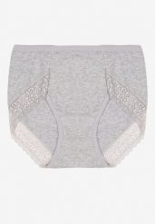 Szare Bawełniane Majtki Figi Zdobione Koronką Idilene. Szare figi Renee, plus size, z aplikacjami, z bawełny. Za 9.99 zł.