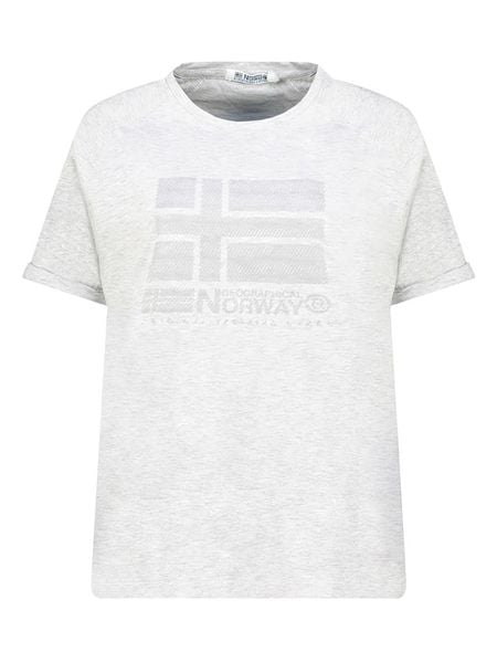 Geographical Norway Koszulka w kolorze szarym rozmiar: S. Szare bluzki Geographical Norway, s, bez wzorów, z bawełny, bez kołnierzyka, bez ramiączek. Za 72.95 zł.
