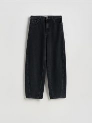 Jeansy barrel leg - czarny. Czarne jeansy Reserved, bez wzorów. Za 159.99 zł.