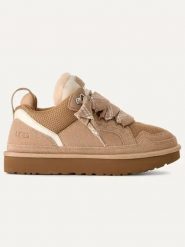 UGG Skórzane sneakersy "Lowmel" w kolorze kremowo-jasnobrązowym rozmiar: 40. Brązowe trampki UGG, bez wzorów, z materiału, za kostkę, bez zapięcia. Za 613.51 zł.