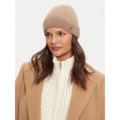 Czapka Tommy Hilfiger. Brązowe czapki TOMMY HILFIGER, bez wzorów. Za 279.99 zł.