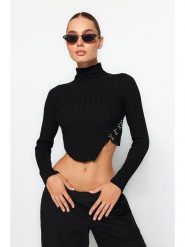 Trendyol Sweter w kolorze czarnym rozmiar: M. Czarne golfy Trendyol, m, bez wzorów, bez ramiączek. Za 87.40 zł.