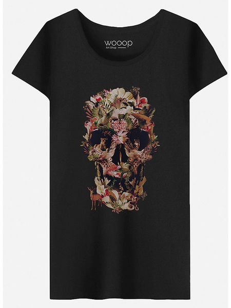WOOOP Koszulka "Jungle Skull" w kolorze czarnym rozmiar: XL. Czarne bluzki Wooop, xl, bez wzorów, bez kołnierzyka, bez ramiączek. Za 68.95 zł.