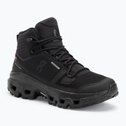 Buty damskie On Cloudrock Mid Waterproof. Czarne trekkingi On, z materiału, przed kolano, trekkingowe. Za 1,052.95 zł.
