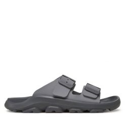 Klapki Birkenstock. Szare klapki Birkenstock, bez wzorów, bez obcasa. Za 309.99 zł.
