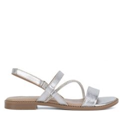 Sandały Lasocki. Szare sandały Lasocki, bez wzorów, bez obcasa, na płaskiej podeszwie, bez zapięcia. Za 129.99 zł.