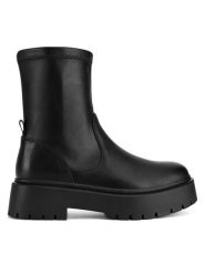 DeeZee Botki HY13123-41 Czarny. Czarne botki DeeZee, bez wzorów, ze skóry, bez obcasa, na płaskiej podeszwie, bez zapięcia. Za 139.99 zł.