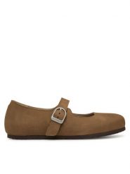 Birkenstock Baleriny Santa Clarita 1032731 Brązowy. Brązowe baleriny Birkenstock, bez wzorów, z nubiku, bez obcasa. Za 629.99 zł.