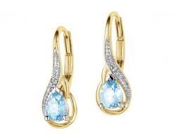 Kolczyki z żółtego złota z diamentami i topazami - próba 375. Żółte kolczyki Apart, z diamentem, złote. Za 959.00 zł.