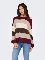 ONLY Sweter w kolorze bordowo-beżowym rozmiar: XS. Brązowe swetry Only, xs, bez wzorów, bez ramiączek. Za 79.03 zł.