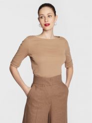 Lauren Ralph Lauren Bluzka 200654963147 Brązowy Regular Fit. Brązowe bluzki Lauren Ralph Lauren, m, bez wzorów, z bawełny, bez kołnierzyka, bez ramiączek. Za 179.99 zł.