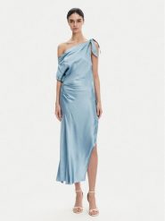 PINKO Sukienka koktajlowa 104986 A2GZ Błękitny Regular Fit. Niebieskie sukienki Pinko, bez wzorów, z wiskozy, wizytowe, bez kołnierzyka, bez ramiączek. Za 999.99 zł.