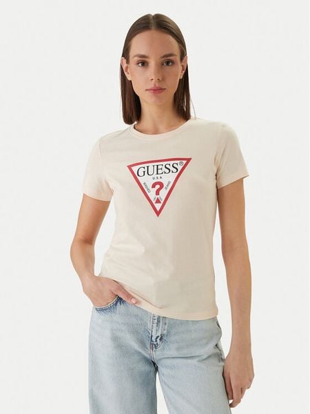 Guess T-Shirt W1YI1B I3Z14 Pomarańczowy Regular Fit. Brązowe t-shirty Guess, l, z aplikacjami, z bawełny, bez kołnierzyka, bez ramiączek. Za 98.99 zł.
