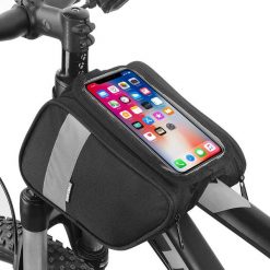 Zestaw torebek na ramę z pokrowcem na telefonu. Czarne torebki klasyczne SAHOO, bez wzorów, z poliesteru, bez dodatków. Za 33.99 zł.