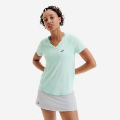 Koszulka tenisowa damska Kuikma Dry. Niebieskie bluzki KUIKMA, m, bez wzorów, z elastanu, eleganckie, bez kołnierzyka, bez ramiączek. Za 59.99 zł.