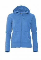 Clique Loris Women bluza damska z kapturem i suwakiem ze slub cotton – polar. Niebieskie bluzy CLIQUE, s, bez wzorów, z polaru, z kapturem. Za 162.30 zł.