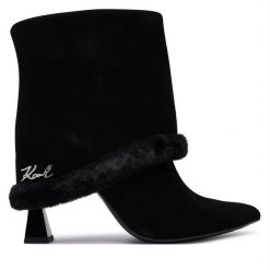 Botki KARL LAGERFELD. Czarne botki KARL LAGERFELD, bez wzorów, bez obcasa, na słupku, bez zapięcia. Za 1,059.00 zł.
