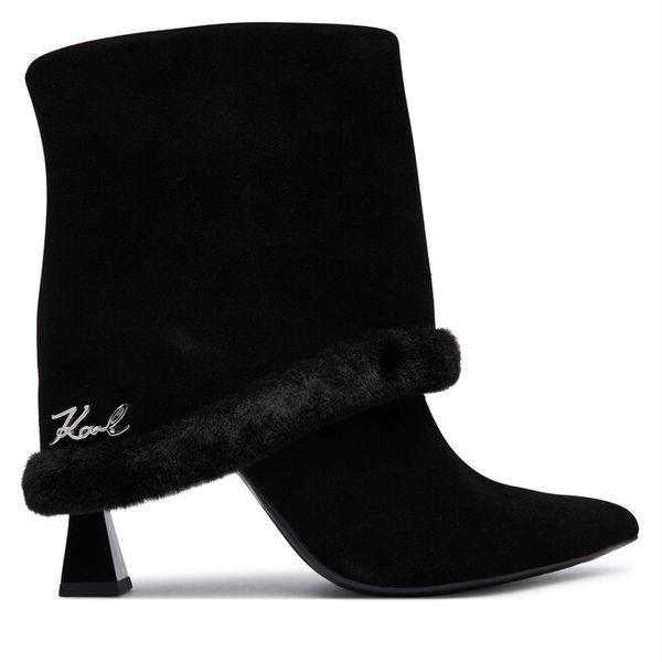 Botki KARL LAGERFELD. Czarne botki KARL LAGERFELD, bez wzorów, bez obcasa, na słupku, bez zapięcia. Za 1,059.00 zł.