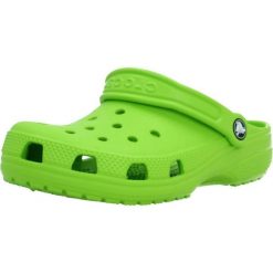 Sandały CROCS CLASSIC CLOG K Zielony. Zielone sandały Crocs, bez wzorów, z materiału, bez obcasa, bez zapięcia. Za 188.99 zł.