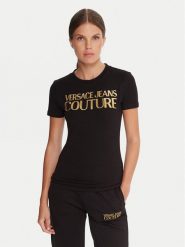 Versace Jeans Couture T-Shirt 79HAHT02 CJ03T Czarny Regular Fit. Czarne t-shirty Versace Jeans Couture, s, bez wzorów, z bawełny, bez kołnierzyka, bez ramiączek. Za 569.99 zł.