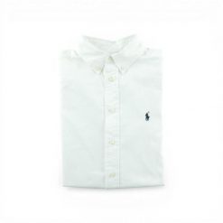 Second life - Klasyczna dopasowana gładka koszula damska - Jak nowy. Białe koszule RALPH LAUREN, bez wzorów, klasyczne, bez kołnierzyka, bez ramiączek. Za 170.36 zł.