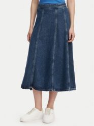 Tommy Hilfiger Spódnica jeansowa WW0WW49570 Niebieski Regular Fit. Niebieskie spódnice TOMMY HILFIGER, bez wzorów, z jeansu. Za 699.99 zł.