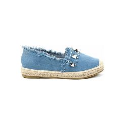Niebieskie espadryle jeans A608. Niebieskie espadryle ButyModne, bez wzorów, z jeansu, bez obcasa, bez zapięcia. Za 69.00 zł.